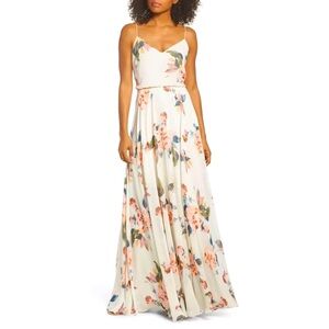 Jenny Yoo Inesse V Neck Chiffon Gown Size 18 Floral